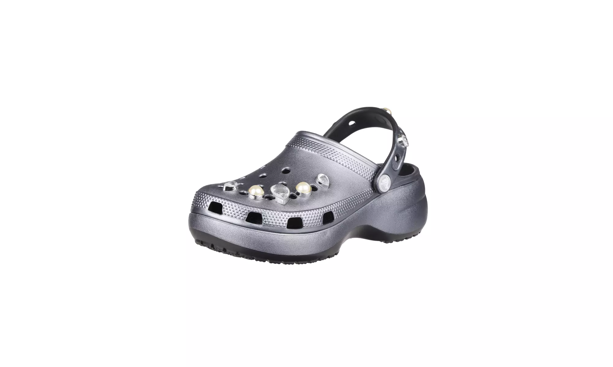 Crocs Women's Classic White Metallic Platform Clogs - Primary Image