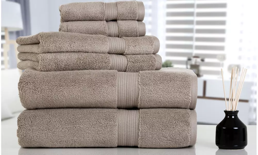 Aerosoft Zero-Twist 610GSM 100% Cotton Bath Towel Set (6-Piece) - Primary Image