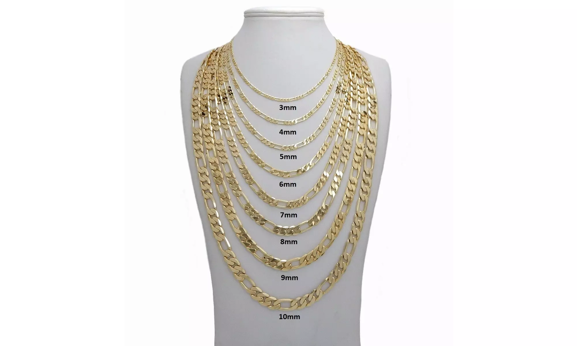 10K Yellow Gold Hollow Figaro Chain 3.5MM - 10.5MM - Primary Image