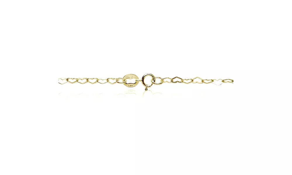 Yellow Gold Flashed Sterling Silver Heart Link Chain Bracelet