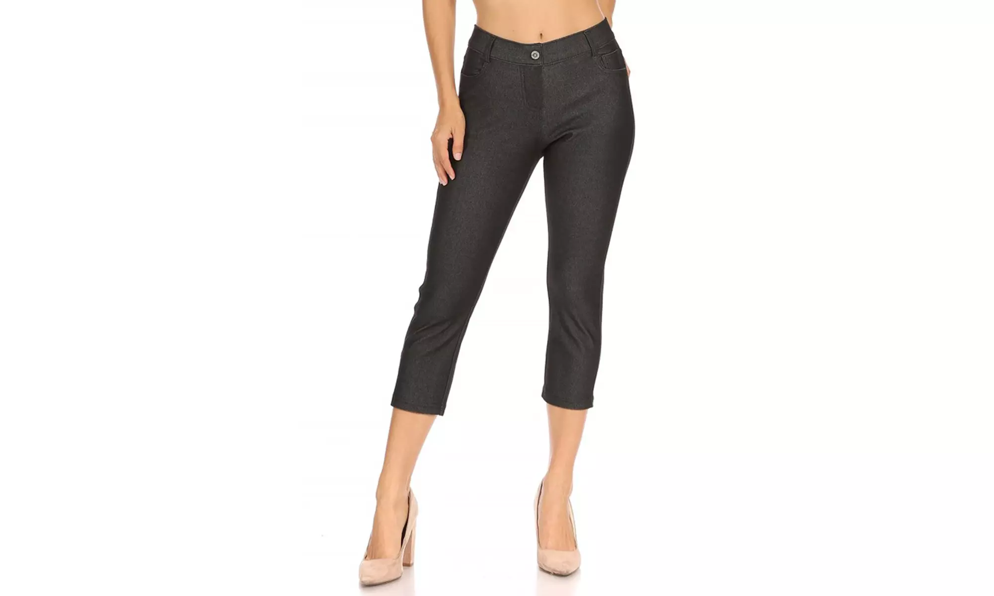 Women's Casual Comfy Slim Pocket Jeggings Jeans Capri Pants