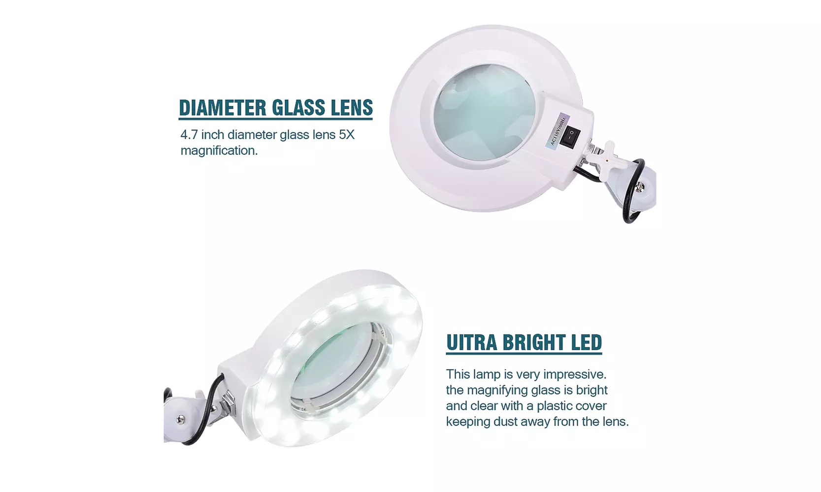 15W 110V Laboratory Beauty Magnifying Lamp with Lamp, Magnification 5-Diopter - Second Medium