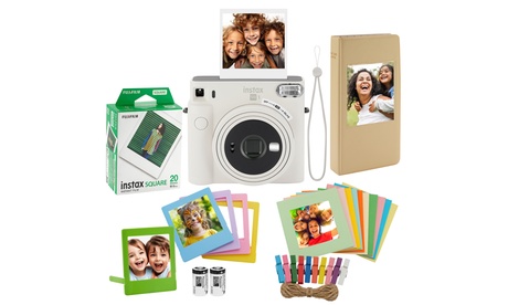 Fujifilm Instax Square SQ1 Instant Camera Bundle With 20 Square Film White