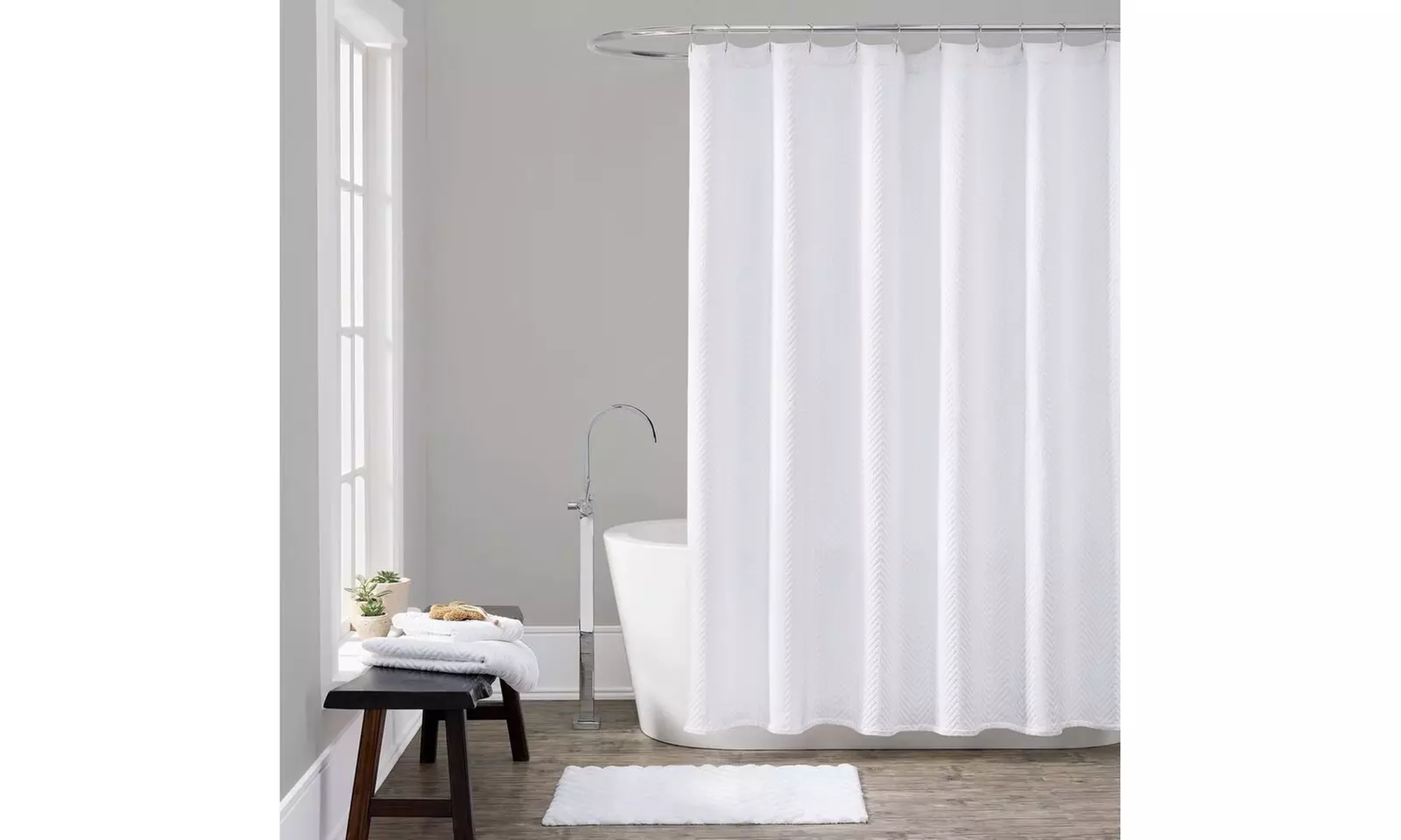 LaMont Home LBSC76180150 Chevron Shower Curtain - White - Second Medium