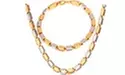 Gold Color Unisex Chain Necklace Bracelet Party Jewelry Set - Primary Image