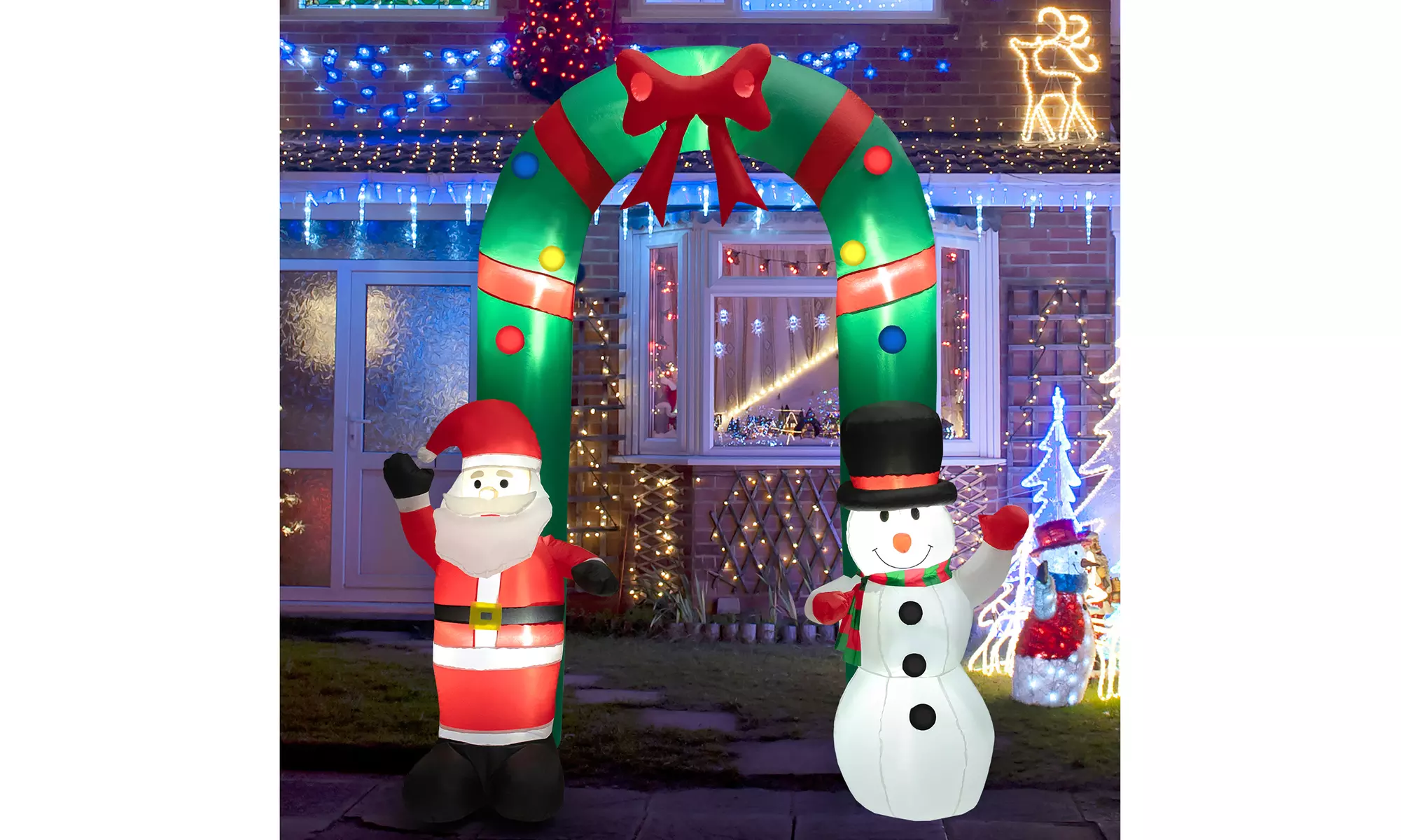 Costway Christmas Inflatable Snowman Penguin or Archway w/ Santa Claus & Snowman