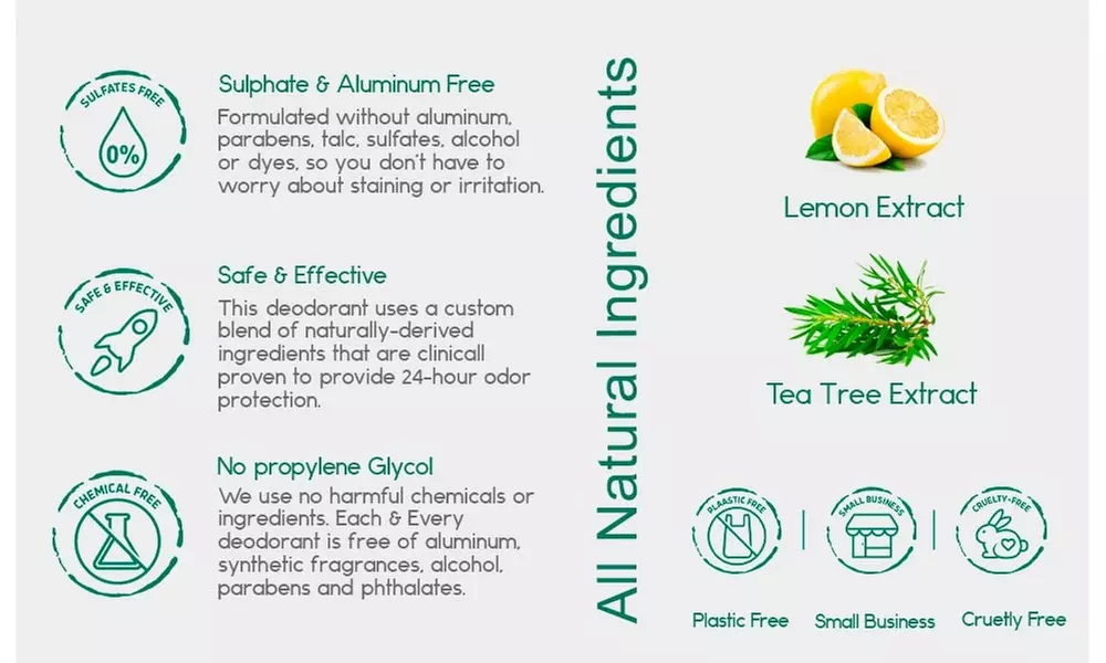 BeNat All-Natural Deodorant for Kids and Teens - 3 Pack or 6 Pack