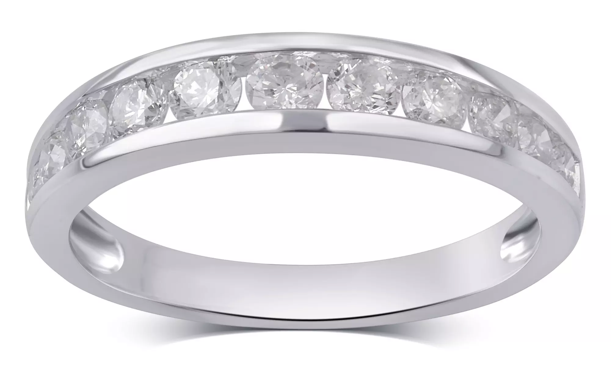 3/4 - 1.50 Cttw Round Diamond Channel Wedding Band in 10K Gold by Brilliant Diam - Primary Image