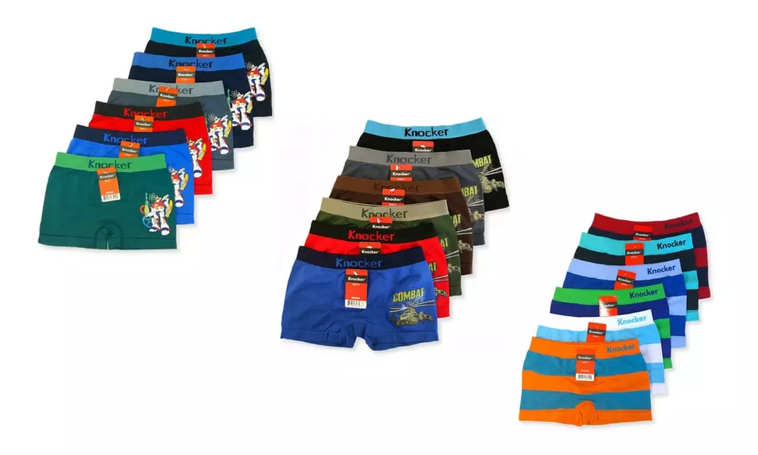 Knocker Boys Boxer Shorts Seamless Briefs Kids Soft Underwear (6 Pack) - Primary Image