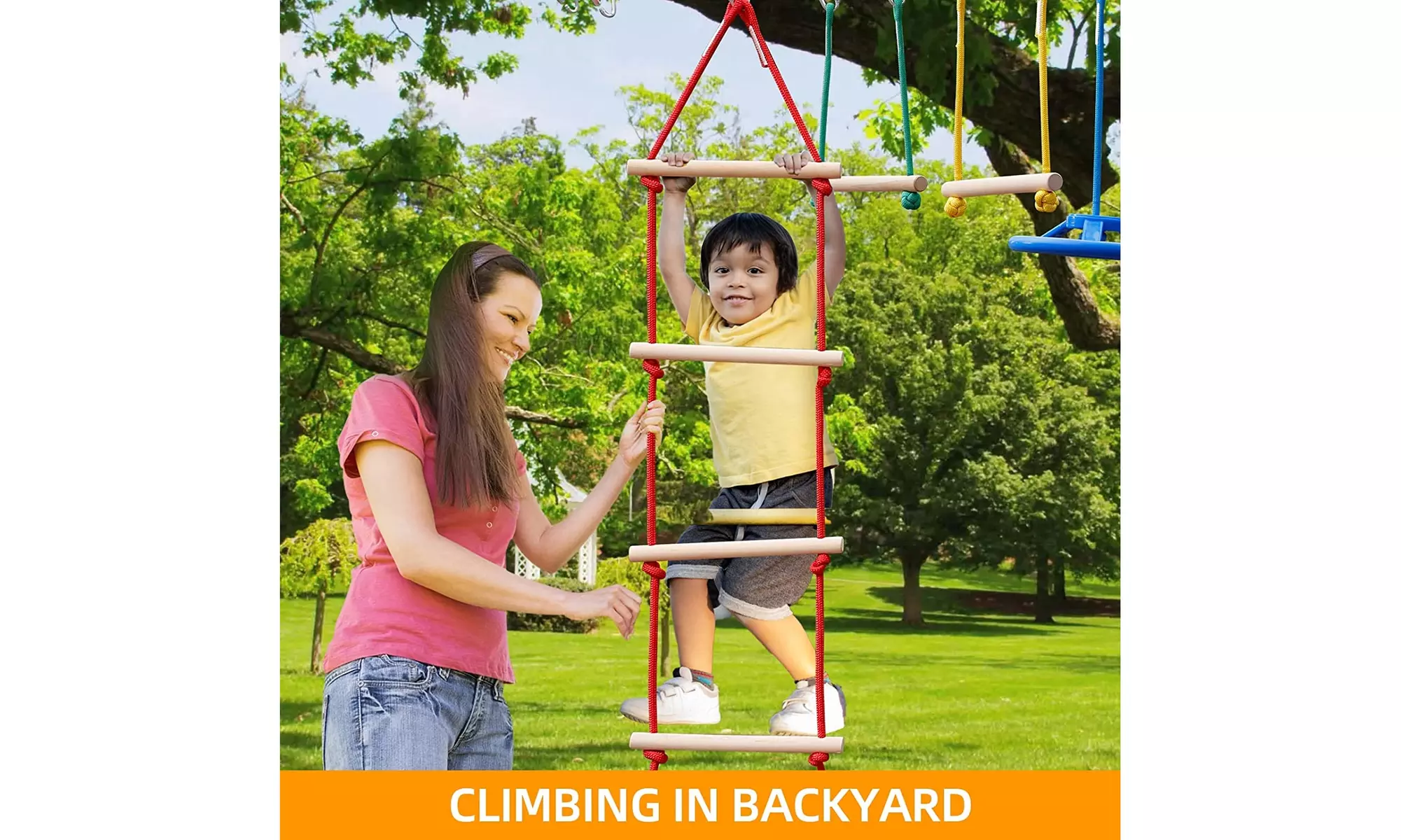 Warrior Obstacle Course for Kids-8 Durable Obstacles and 50ft Slackrope - Second Medium