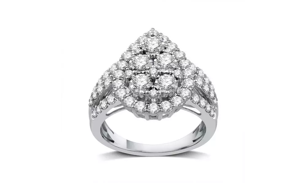 1-3/4 CTTW Diamond Pear Frame Engagement Ring In 10K Gold  - Primary Image