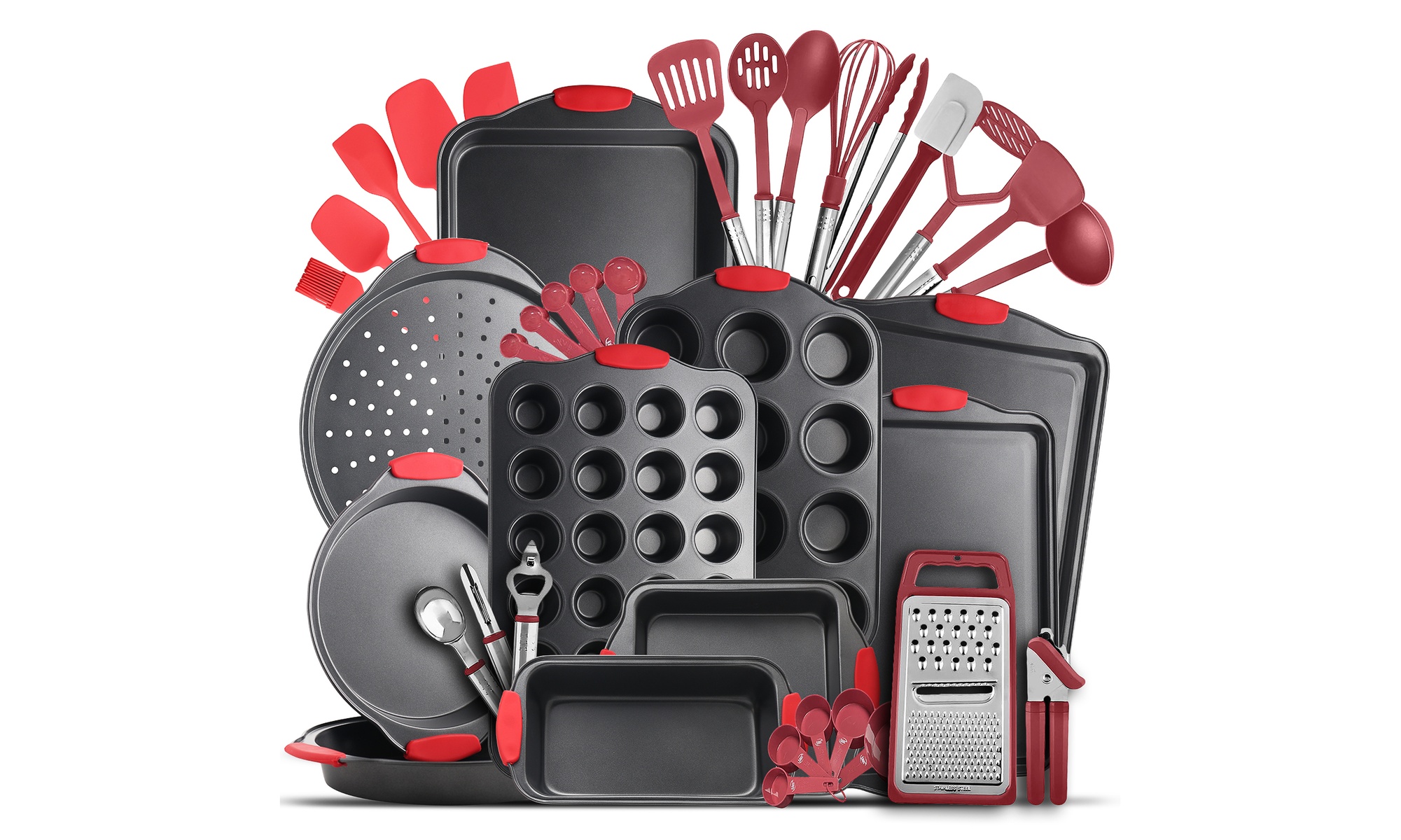JoyTable Kitchen 39 PC Full Bakeware Set & Utensil Set - Pans, Gadgets, Utensils