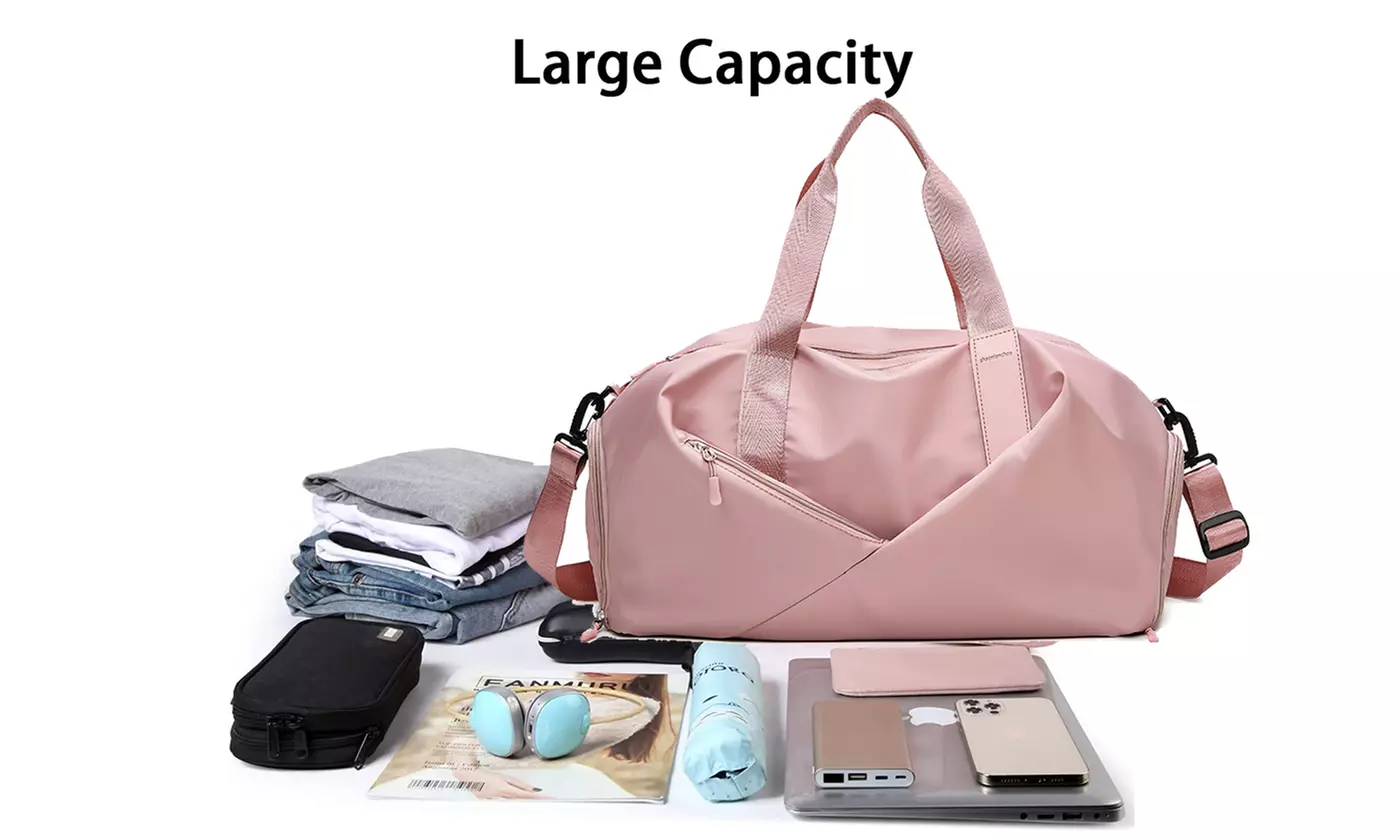 Large Sports Travel Duffel Bag Weekender Overnight Bag with Wet Pocket Gym Tote