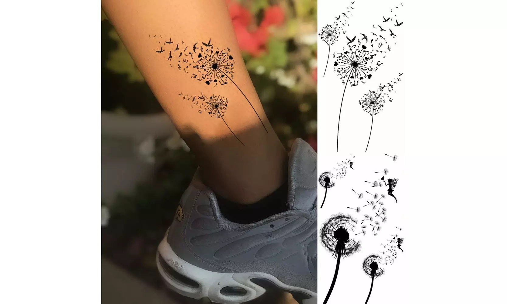 EGMBGM 13 Sheets Beautiful Dandelion Temporary Tattoos - Second Medium