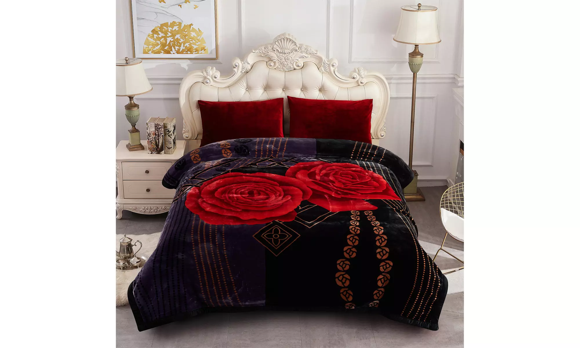 JML Heavy Fleece Blanket,2 Ply Printed Bed Blanket For King Size,85"x93",10Lb