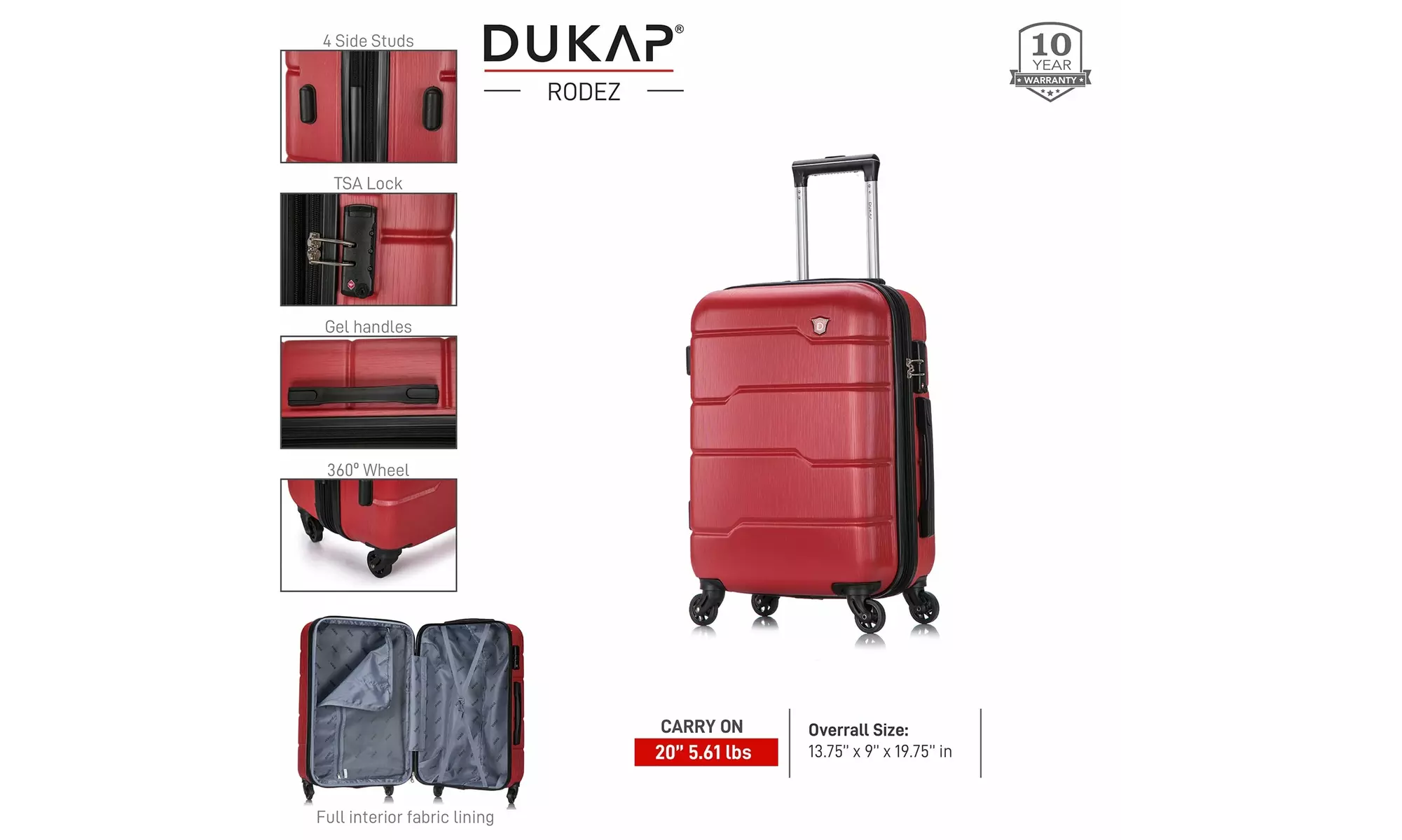 DUKAP Rodez Lightweight Hardside Spinner Luggage (multiple sizes)
