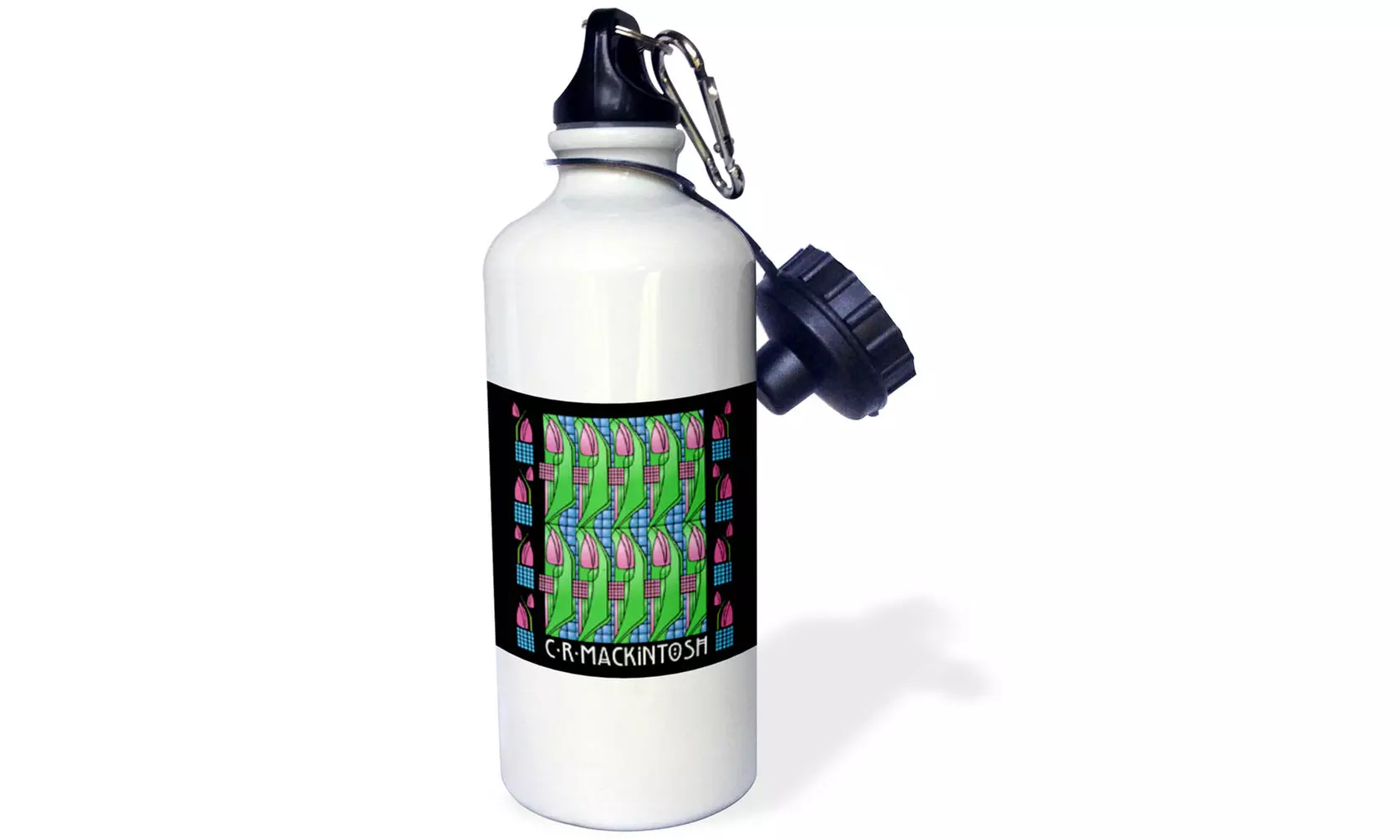  Water Bottle Charles Rennie Mackintosh Tulip Design in Arts and Crafts Style  - Primary Image