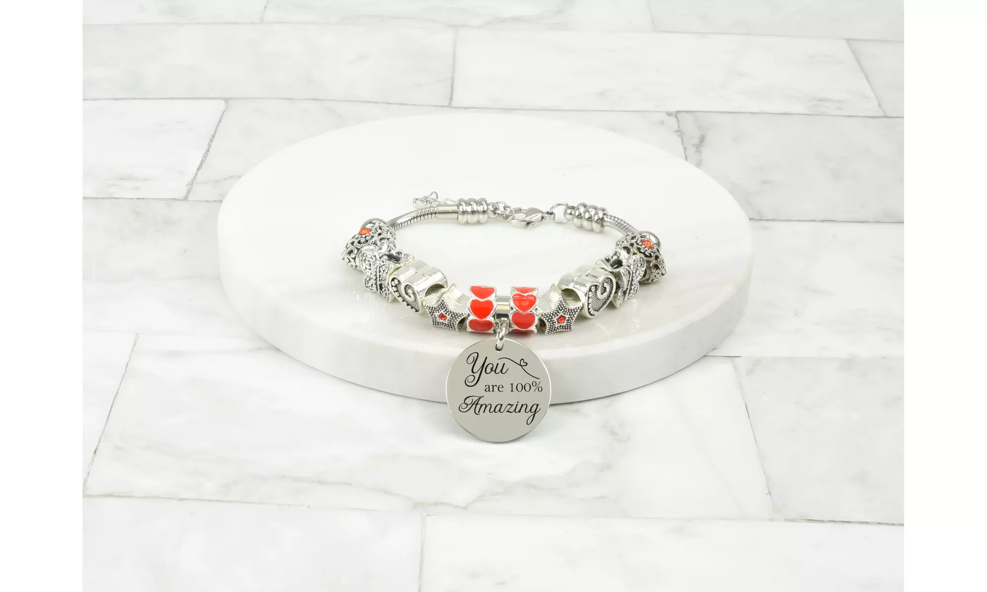 Women's Adjustable Inspirational Charmed Bracelet By Pink Box - Primary Image