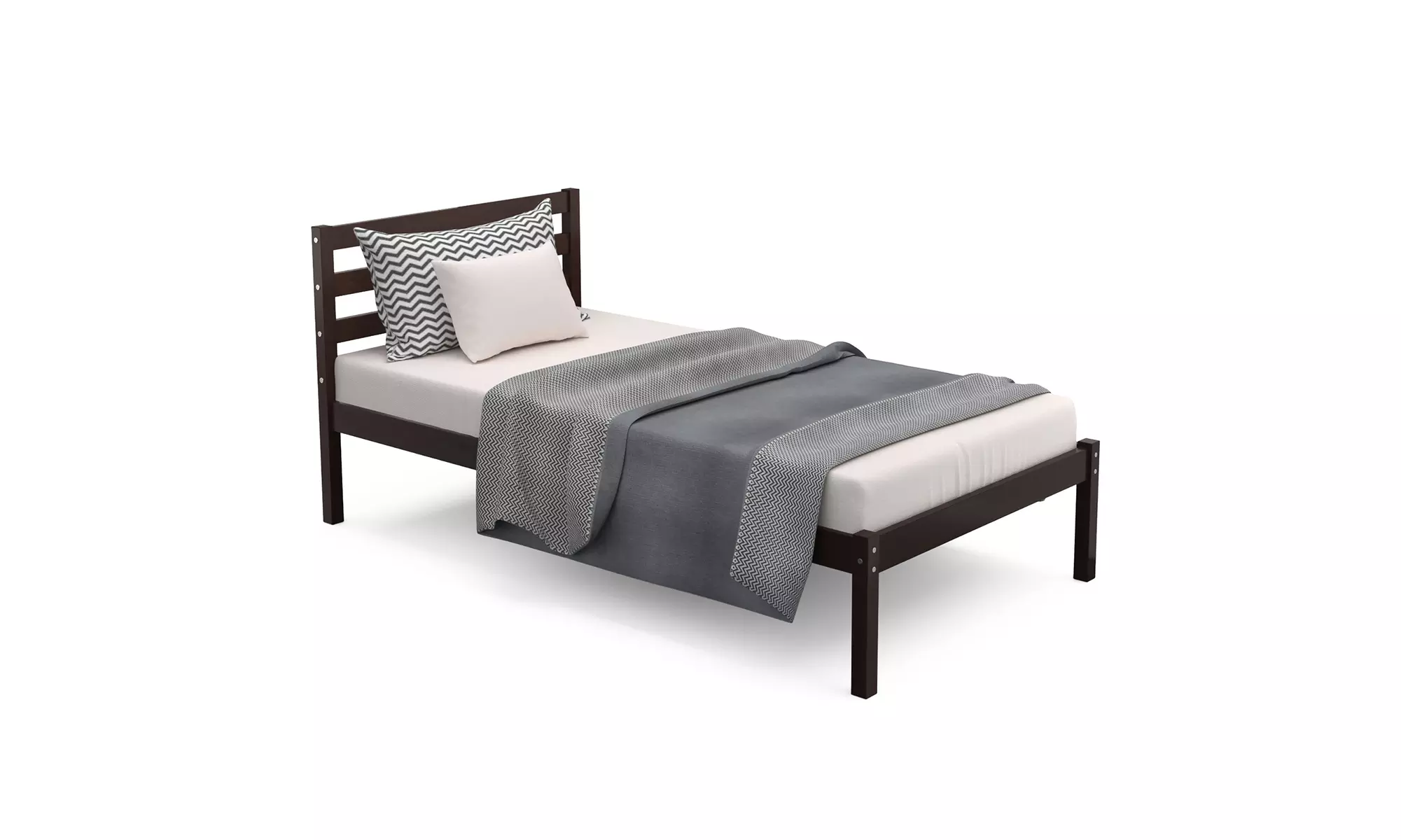 Costway Twin Size Wood Platform Bed Frame with Headboard Slat Support Mattress - Primary Image
