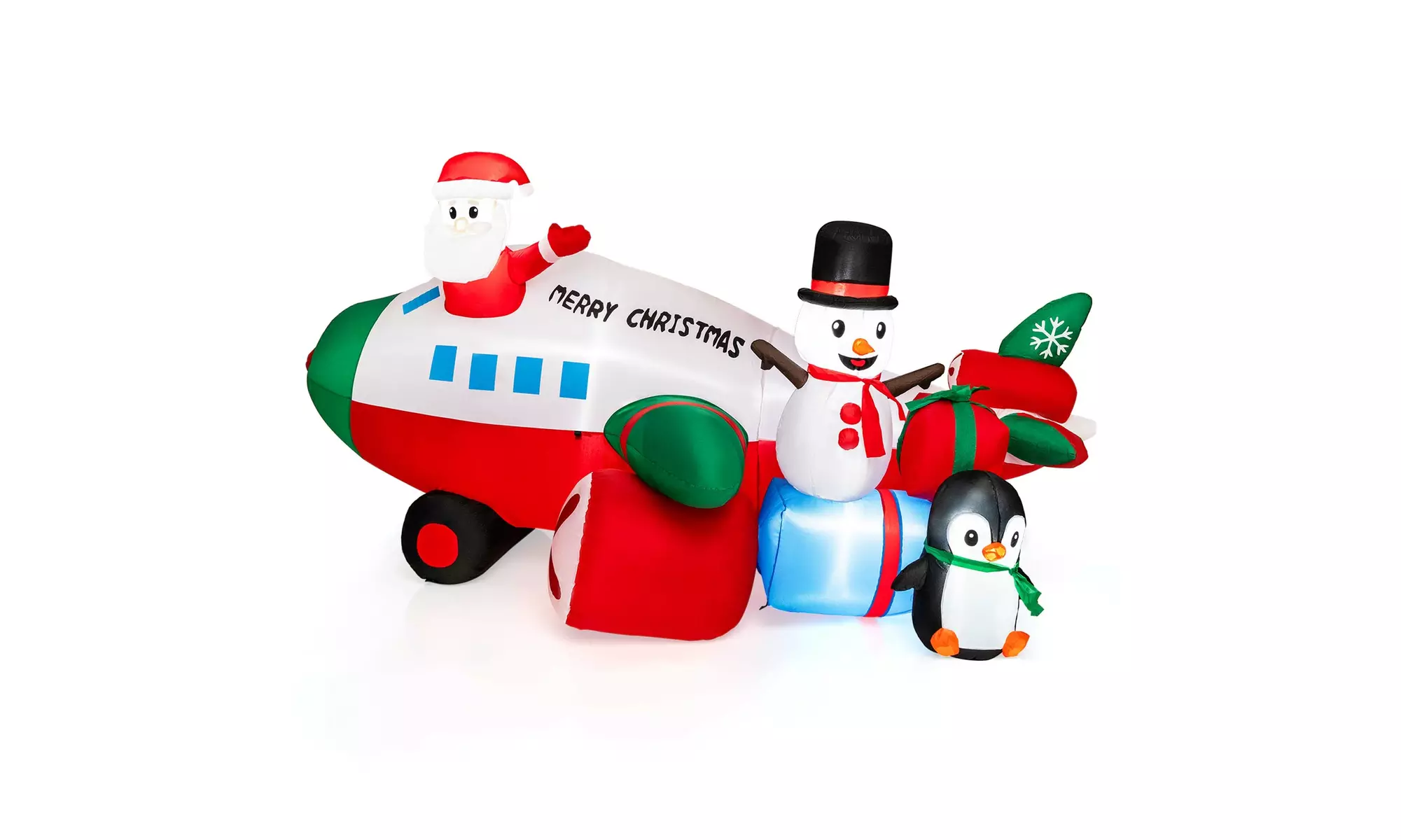 Costway Inflatable Christmas Santa Claus Helicopter Snowman Penguin Lights