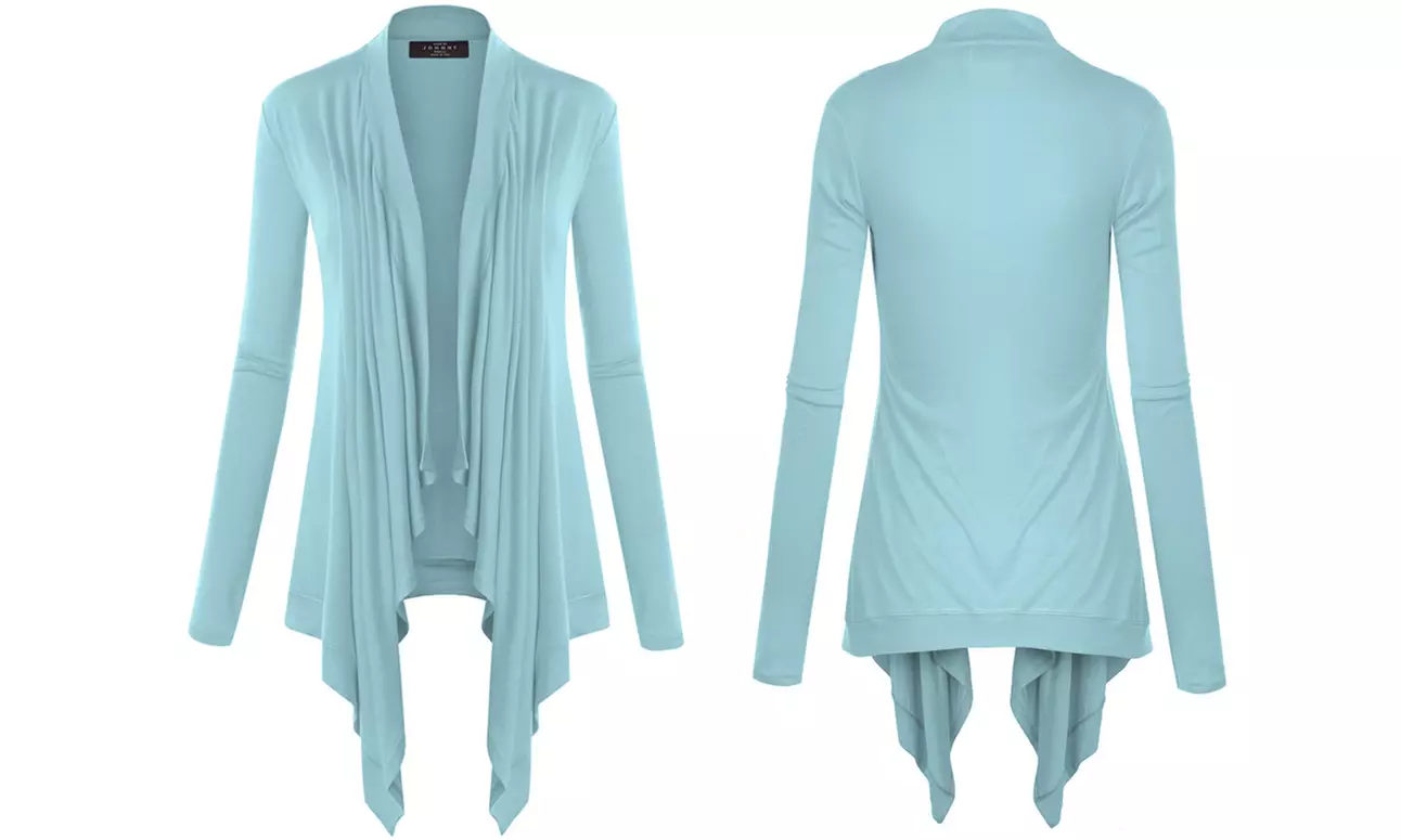 Made by Johnny Women's Basic Draped Long Sleeve Open Front Knit Cardigan