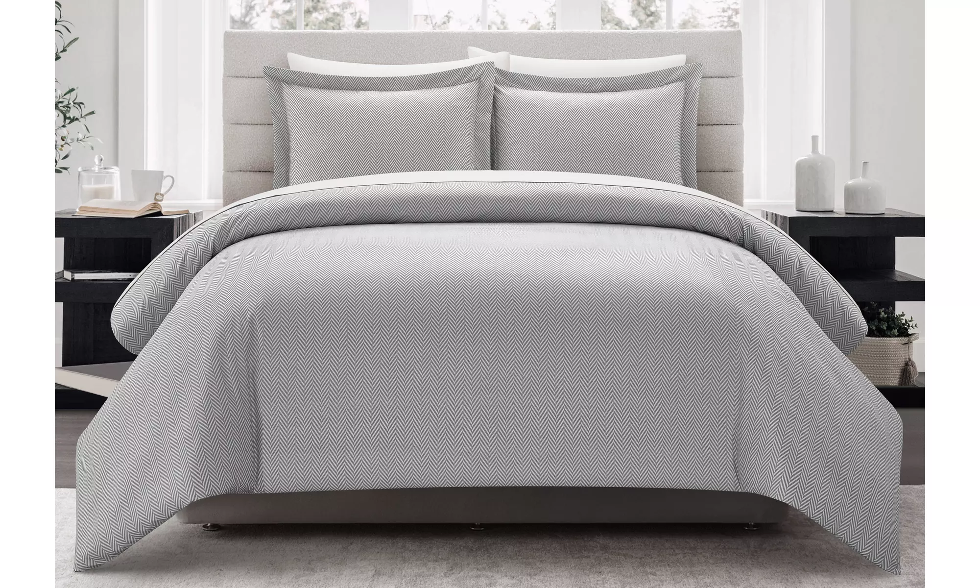 Aurelei 3 or 2 Piece Duvet Cover Set Graphic Herringbone Pattern - Second Medium