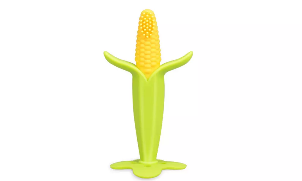 2-Pack Baby Teether And Training Toothbrush - Corn & Banana Shaped - Second Medium