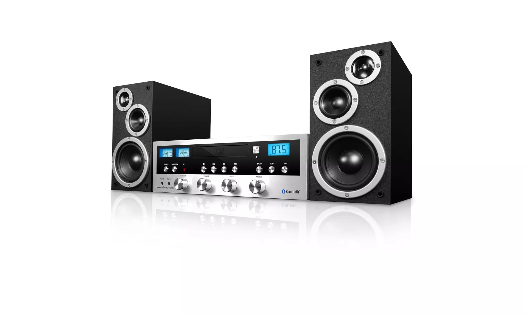 Innovative Technology Classic Retro Bluetooth Stereo System Black - Primary Image