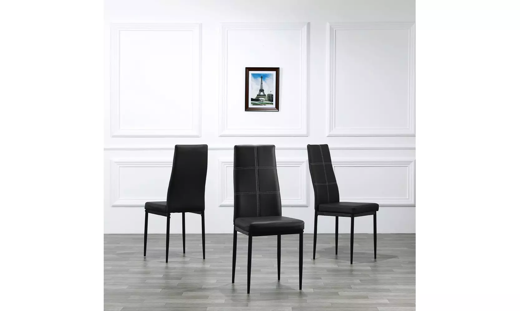 6pcs  Dining Chairs Dining Set of 6 High PU Leather High Back ,Black - Second Medium