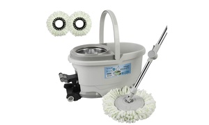 Merry Home Grey Step-Spin Mop With Bucket Set