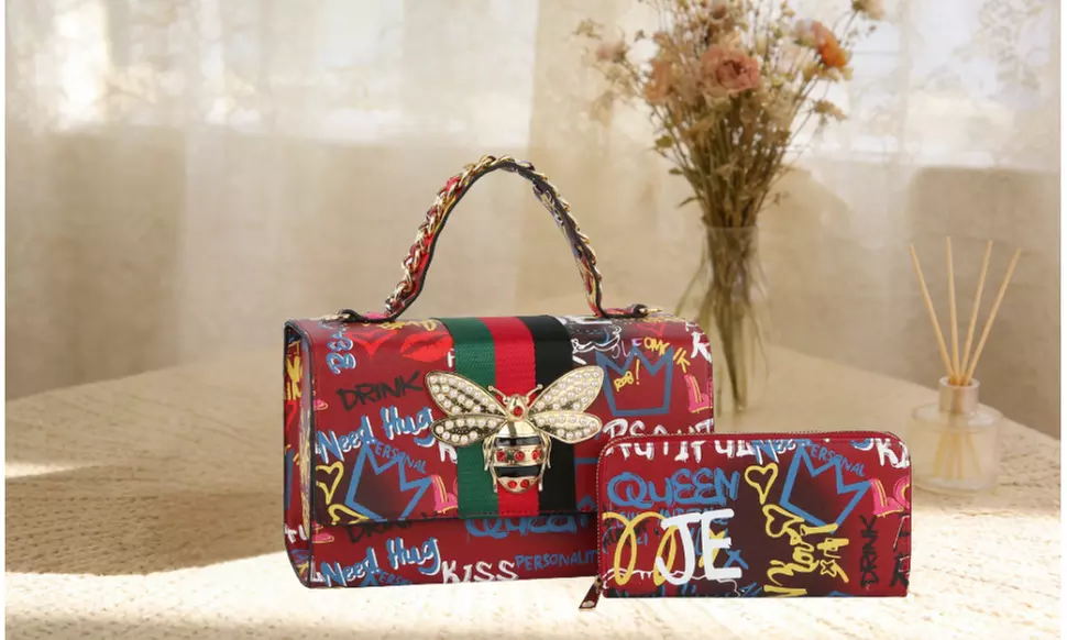 Women's Fashional Patent HandBag  Satchel with wallet