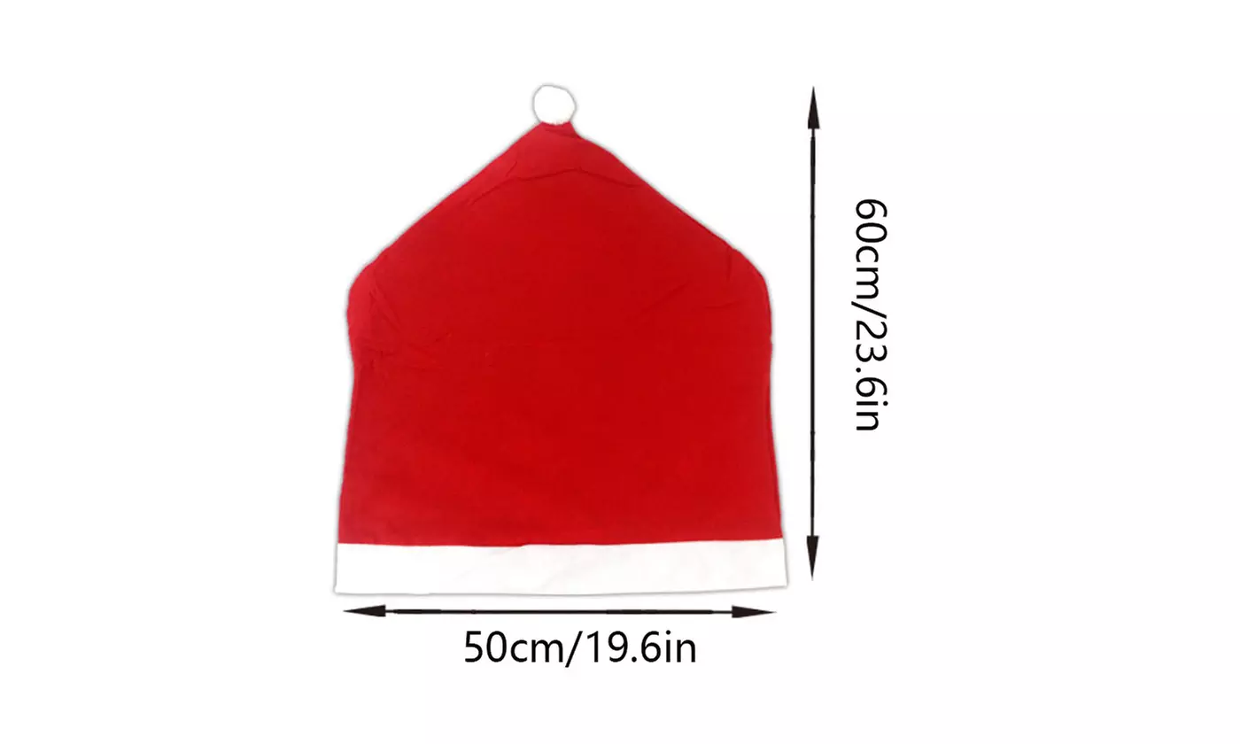 Christmas Santa Claus Hat Design Dining Chair Slipcovers Chair Back Covers