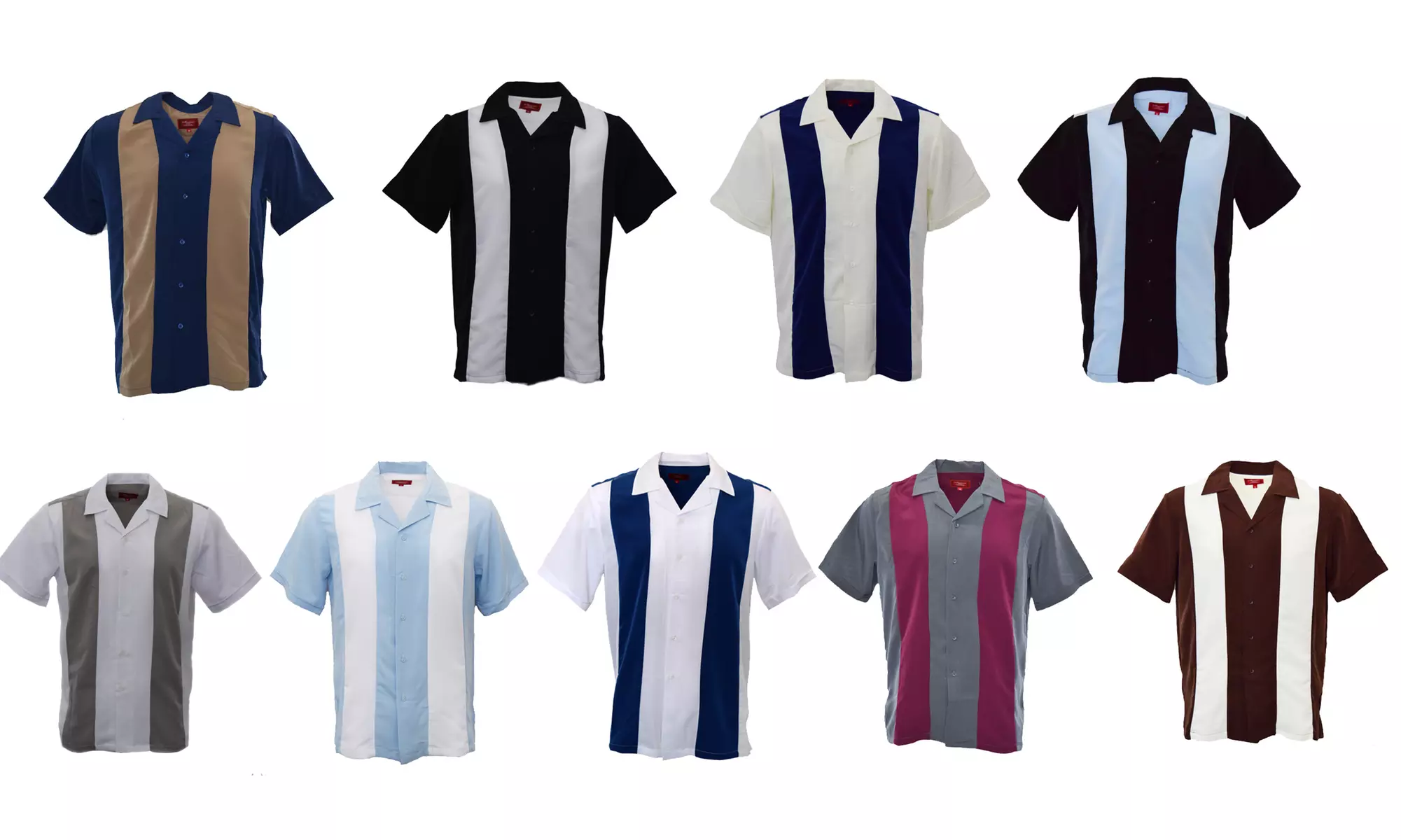 Guayabera Men's Retro Classic Two Tone Charlie Sheen Bowling Casual Dress Shirt - Primary Image