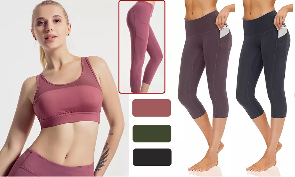 Women's High Waist Yoga Legging Dual Pockets Tummy Control Athletic Legging - Primary Image