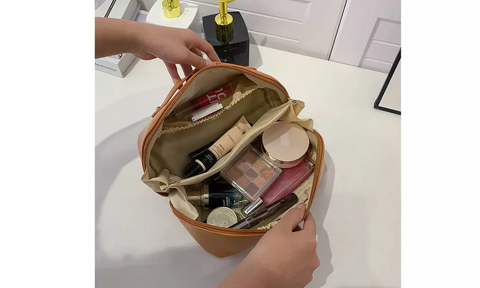 Large Capacity Lay Flat Makeup Bag Travel Cosmetic Bag Multifunctional Storage