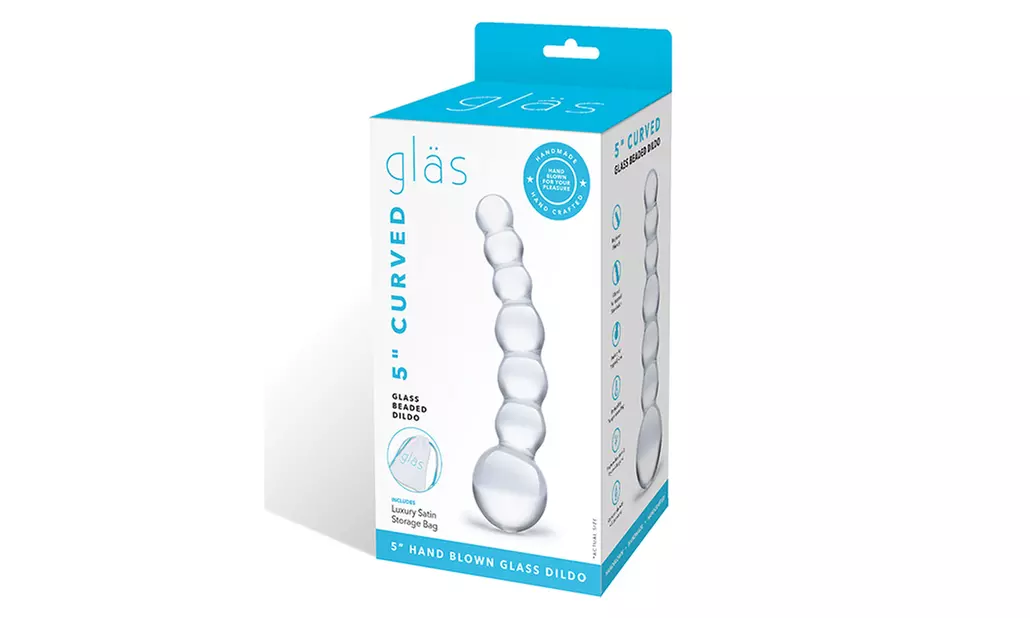 Glas 5 Curved Glass Beaded Dildo - Second Medium