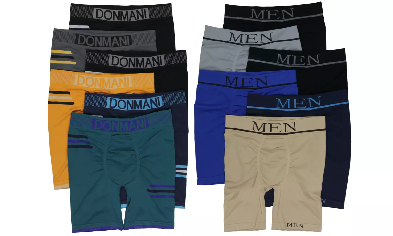 (6 Pack) Men's Microfiber Boxer Briefs Trunks Longer Shorts - Primary Image