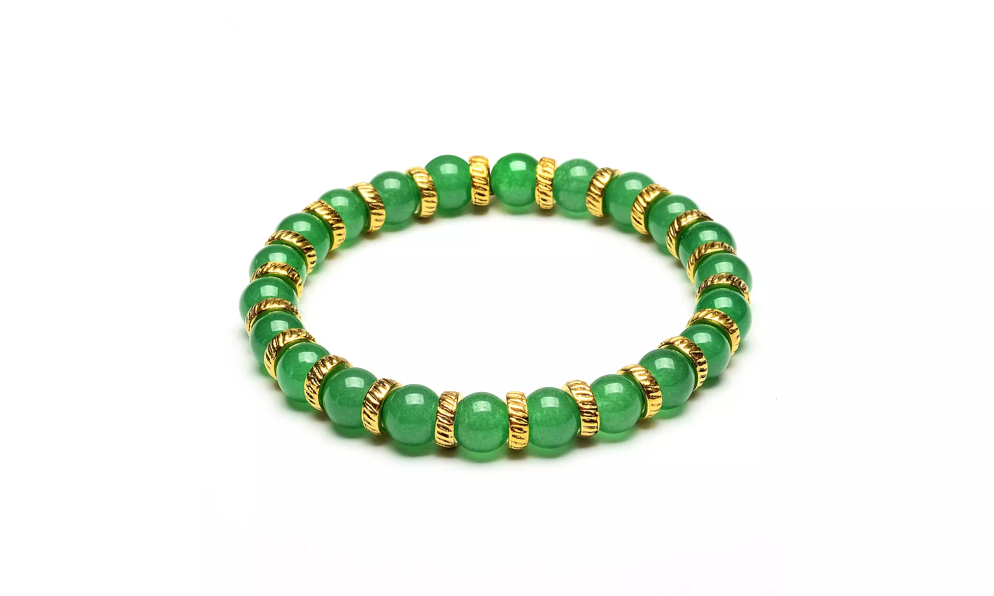 Jade Stone Beaded Stretch Bracelet (8mm) - Primary Image