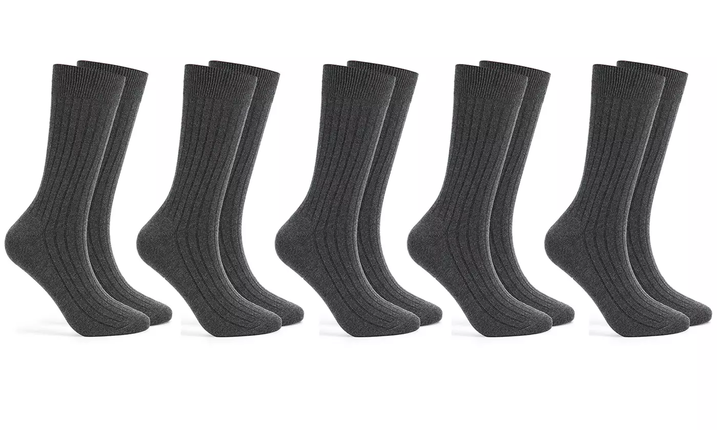 Mens Warm Soft Cotton Full Cushion Crew Socks (5 Pairs)