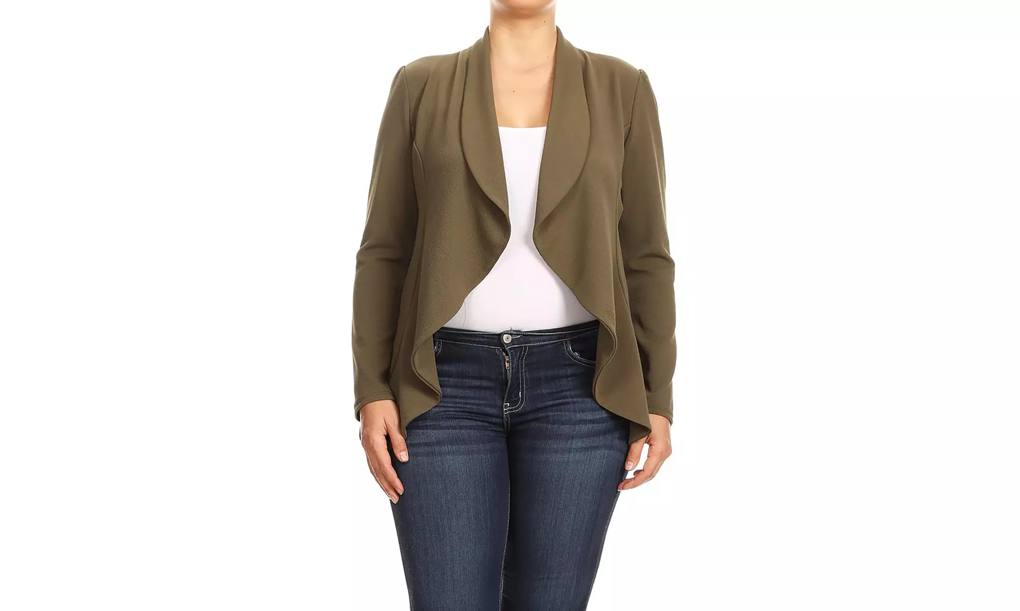 Women's Solid Plus Size Long Sleeves Blazer Jacket