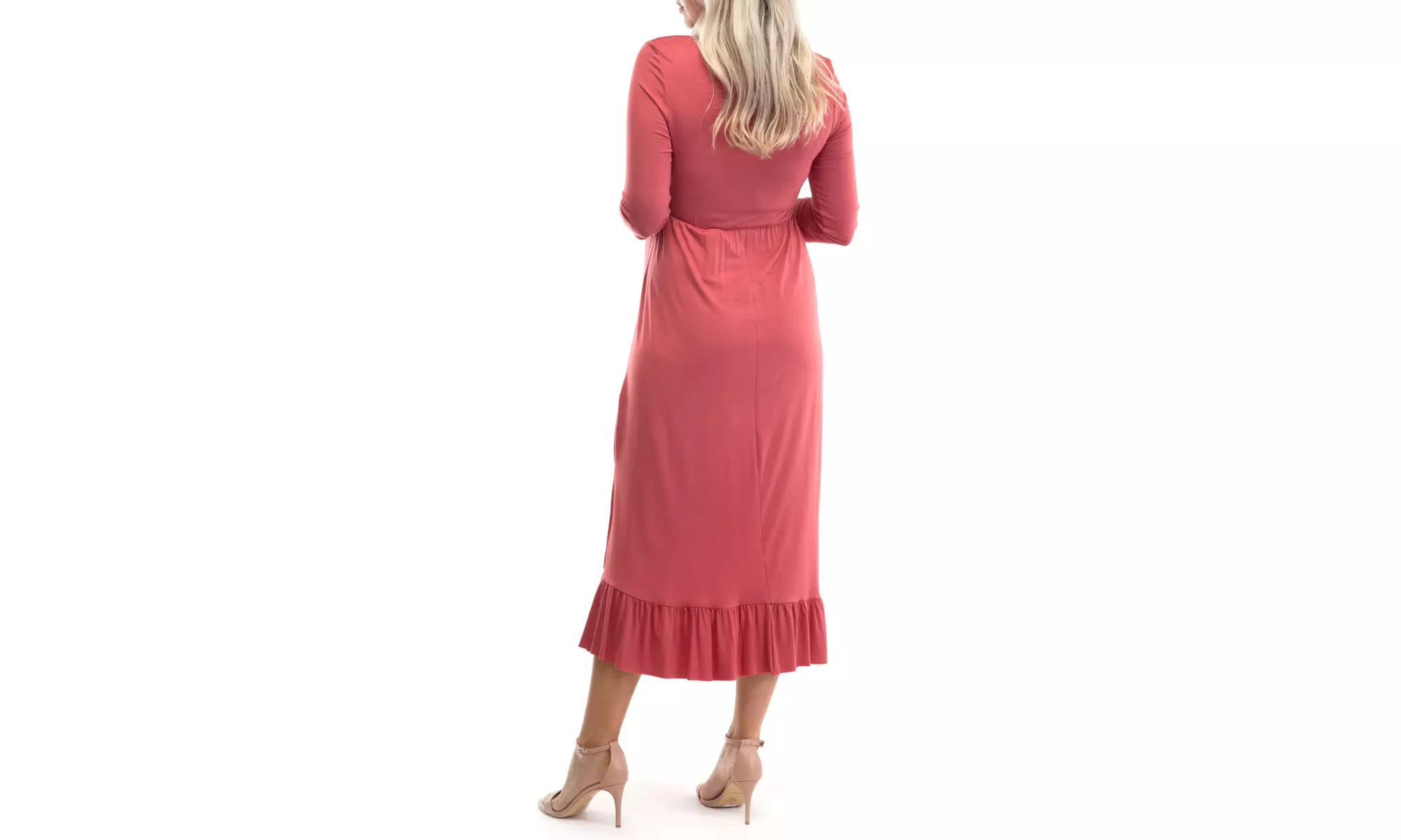 Women's Maternity Faux Wrap Hi-Lo Dress for Baby Shower or Casual Wear - Second Medium