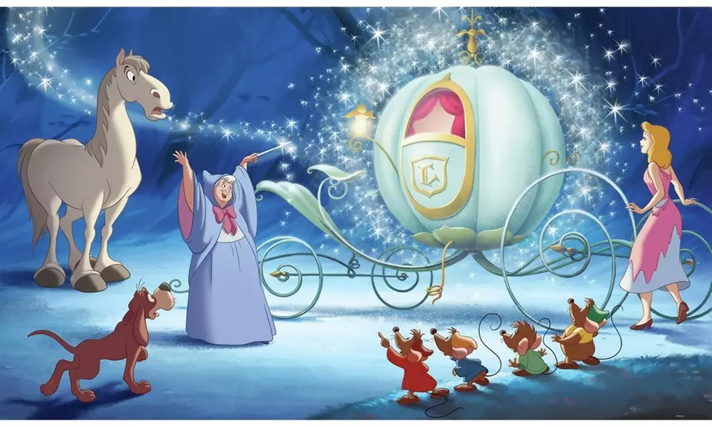 Roommates Disney Princess Cinderella Carriage XL Chair Rail Prepasted Mural - Primary Image