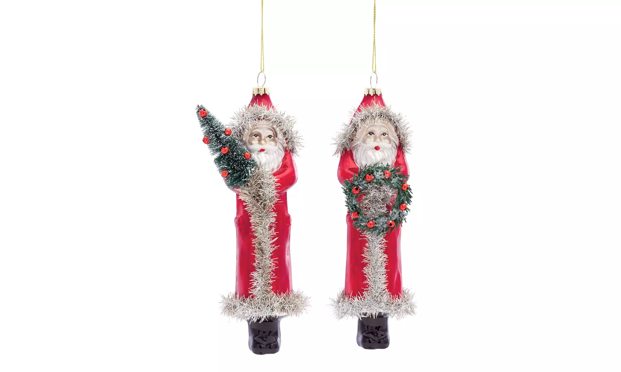Santa Ornament (Set of 6) 8.5"H Glass - Primary Image