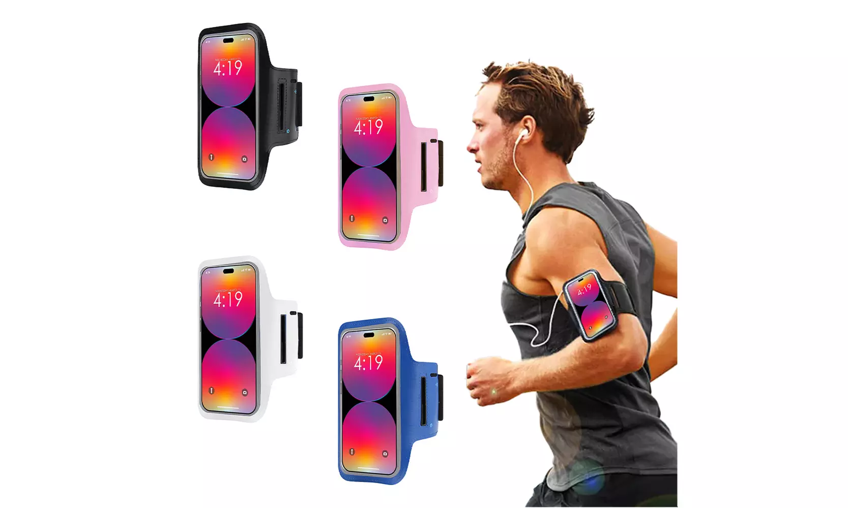 Cell Phone Armband with Adjustable Arm Band, Headphone & Key Slot - Primary Image