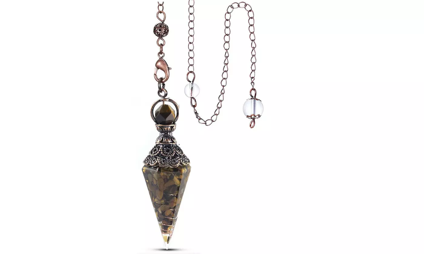 Natural Quartz Chakra Crystal Reiki Gemstone Orgone Pendulum Pendant with Box