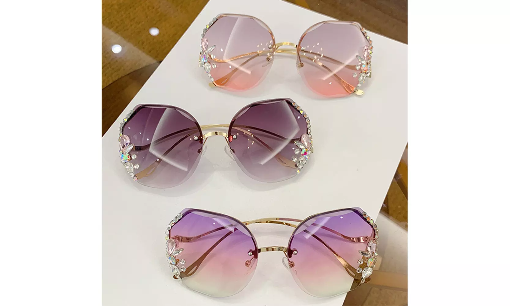 Fashion Polygon Rimless Sunglasses - Primary Image