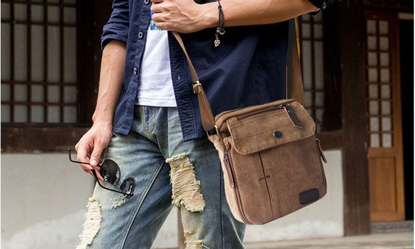 Multifunctional Unisex Canvas Traveling Side Strap Bag (4-Colors)