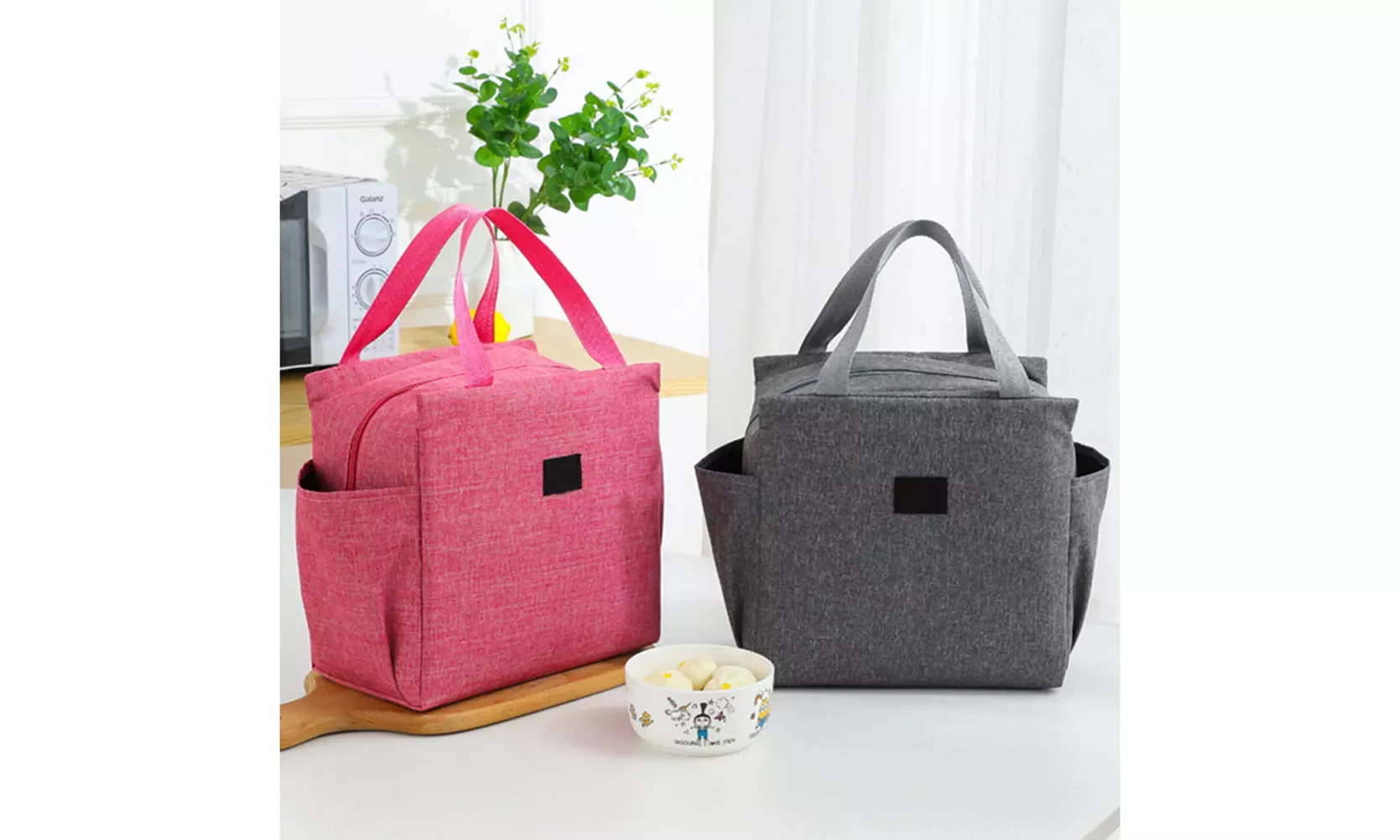 US 1-2 Pc Insulated Lunch Bag Thermo Cooler Hot Cold Box Kids Adults Work Office