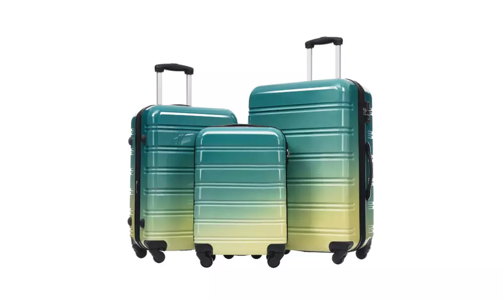 Three-Piece Expandable Hardshell Luggage Set - Gradient Color Suitcases