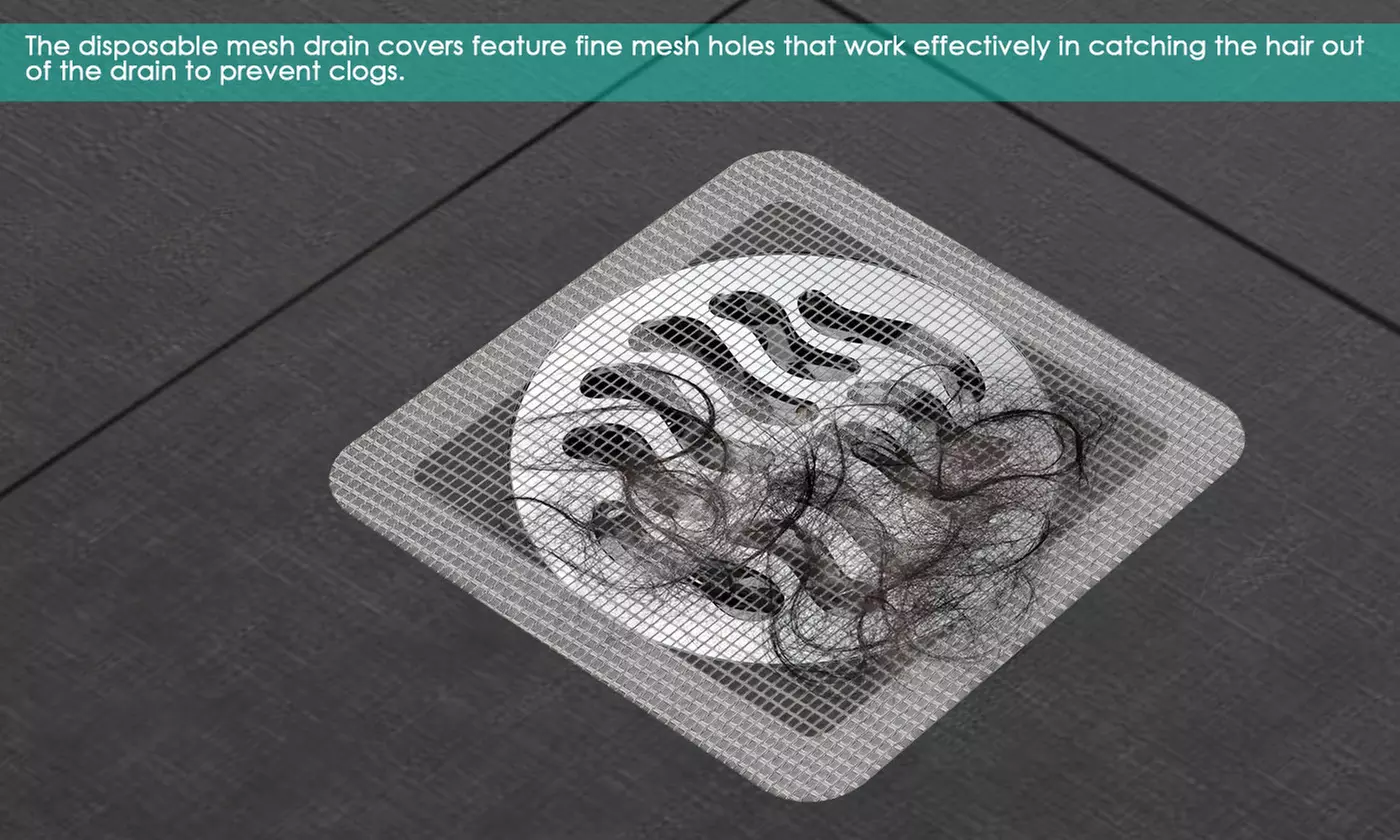 Disposable Shower Drain Covers Hair Catchers Mesh Stickers (20 or 50 Pack)